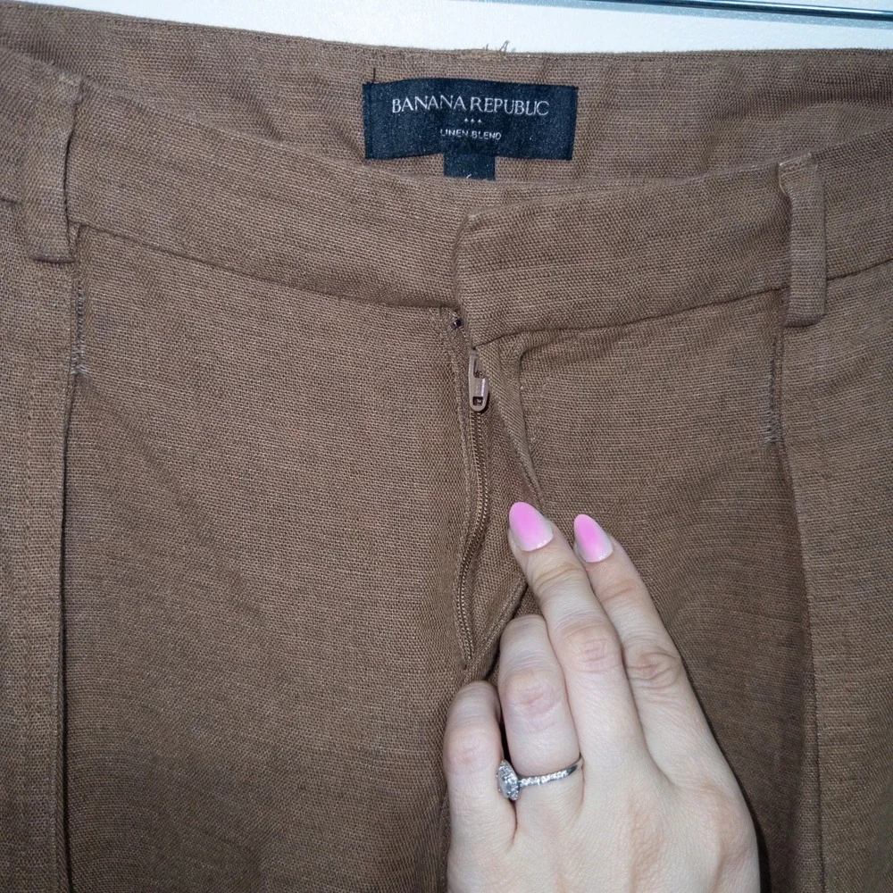New Banana Republic‎ Brown Luxe Linen Blend Cargo Trouser Pants 6